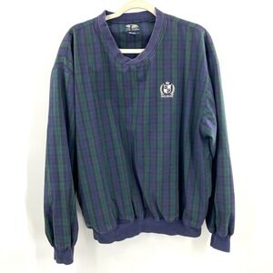 A.M.‎ Player vintage 90s plaid golf melrose v-neck ivy league blokecore blue L